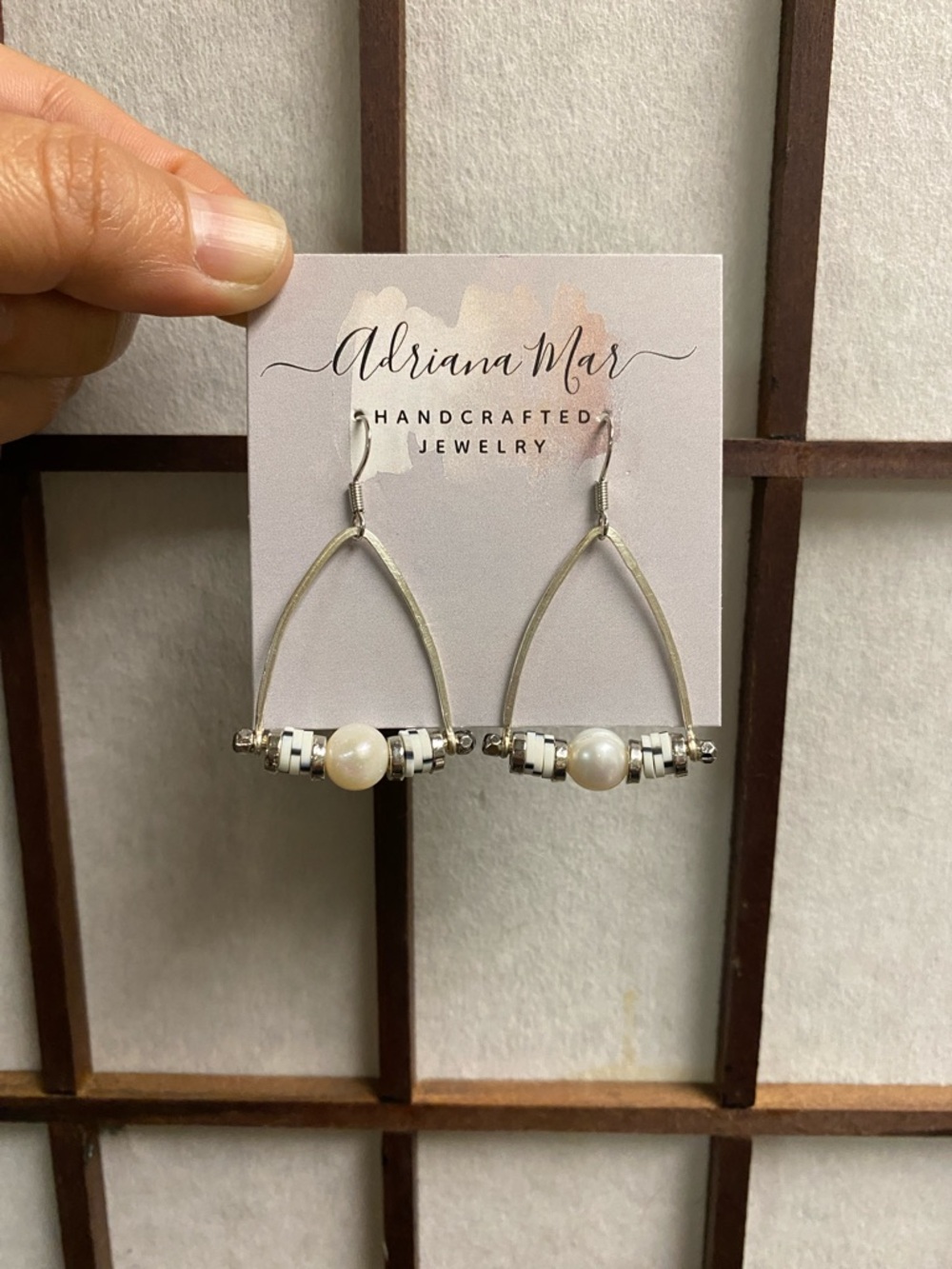 Silver Pearl Accent Drop Earrings - White